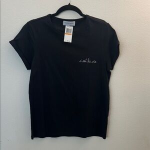 Maison Labiche Black T-Shirt with Embroidered Text